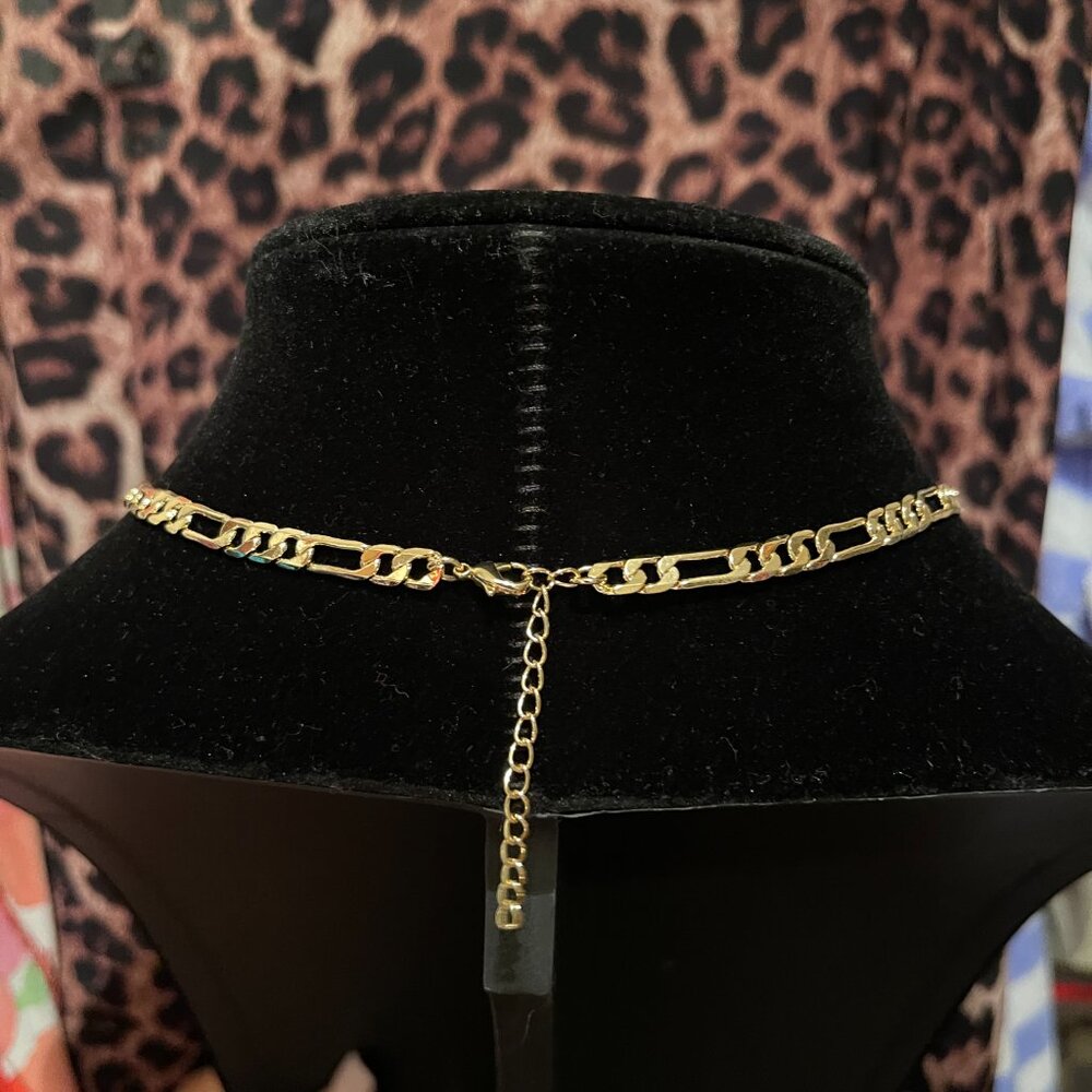 NWOT Chunky Thick Chain Clasp Necklace with stones - Picture 3 of 7